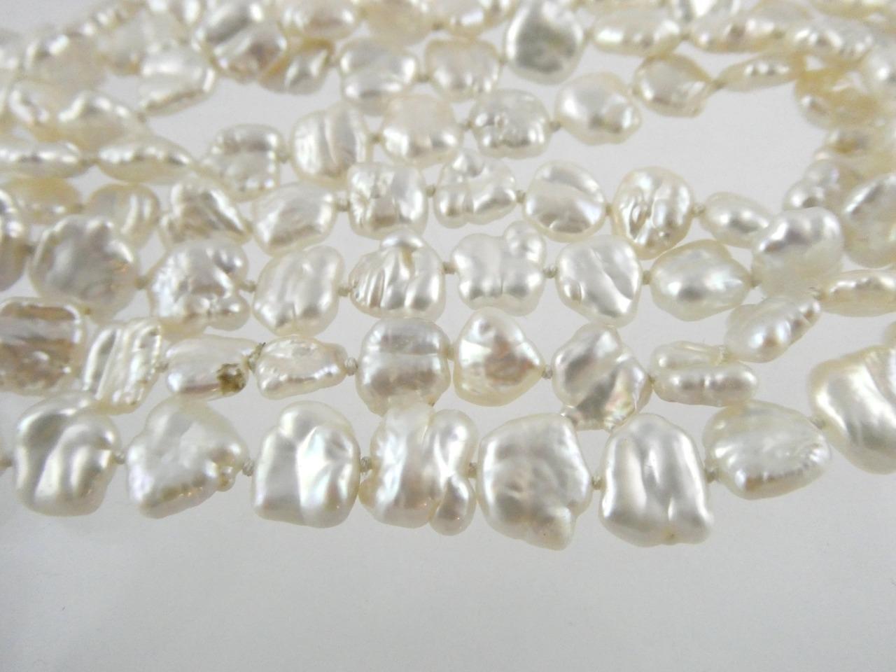 Vintage Hand Knotted Baroque Shape Freshwater Pearl Necklace No Clasp