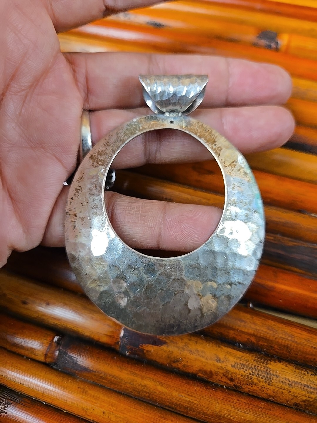 Vtg DDD Dominique Dinouart Mexico Modernist Hoop Sterling Silver 925 Pendant