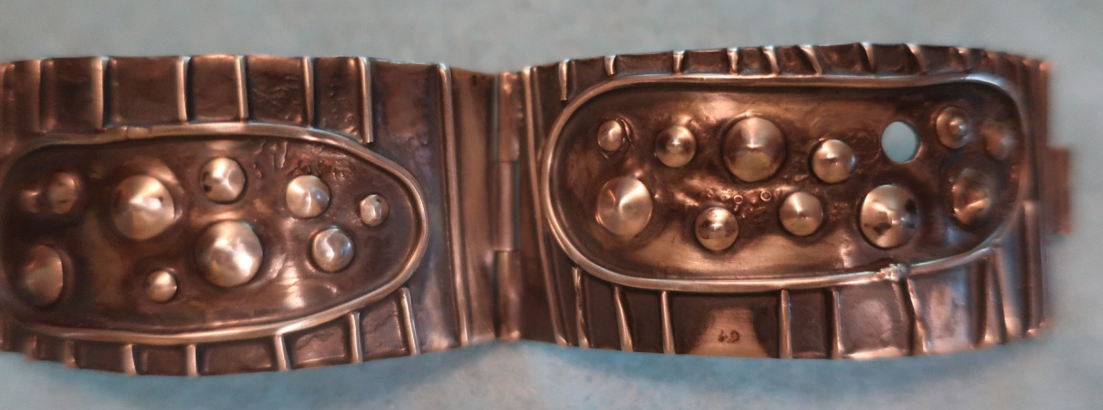 Vintage Segmented Sterling Cuff Bracelet; Made in USA by Peggy Johnson, May 1978