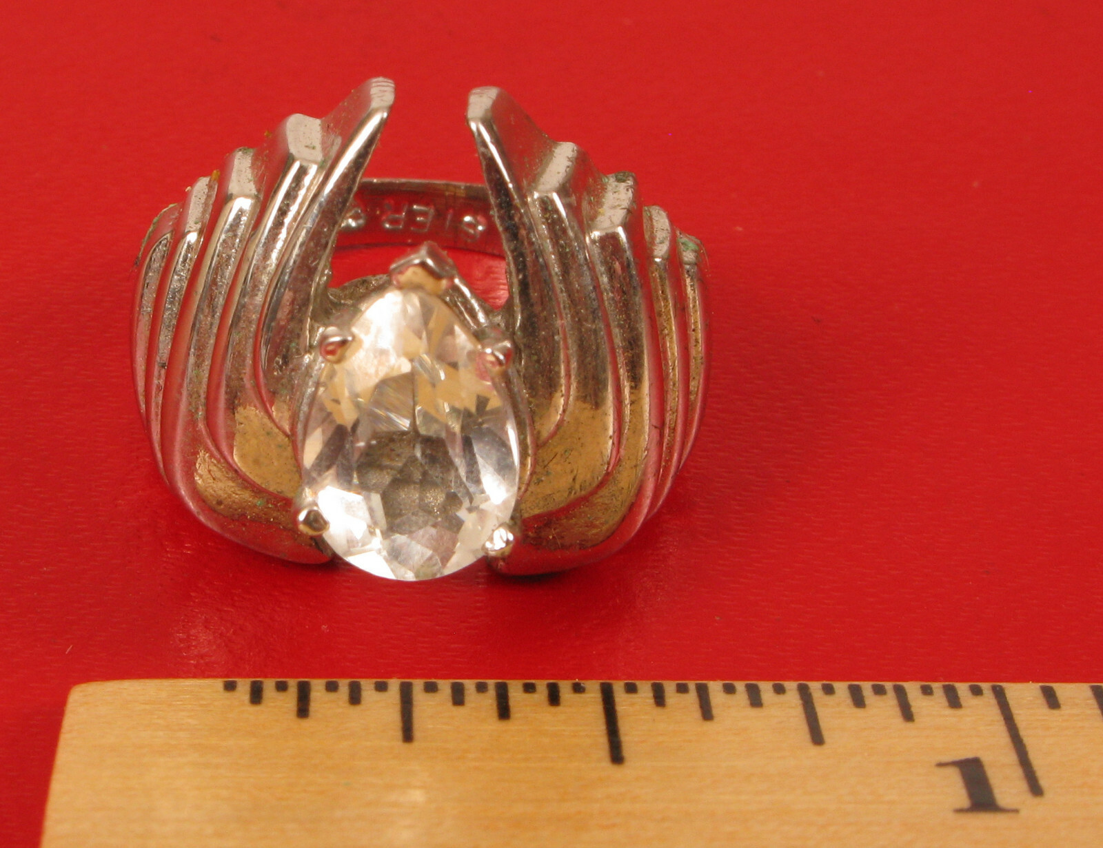 VINTAGE LINDENWOLD FINE JEWELRY STERLING SILVER CUBIC ZIRCONIA CZ COCKTAIL RING