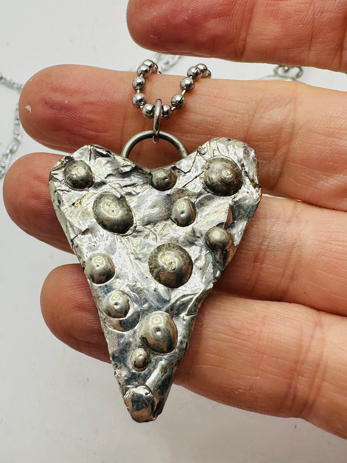 Lot 4 Aluminum Eloxal Vtg Necklaces – Germany, Artisan, Pool of Light Silver Tn