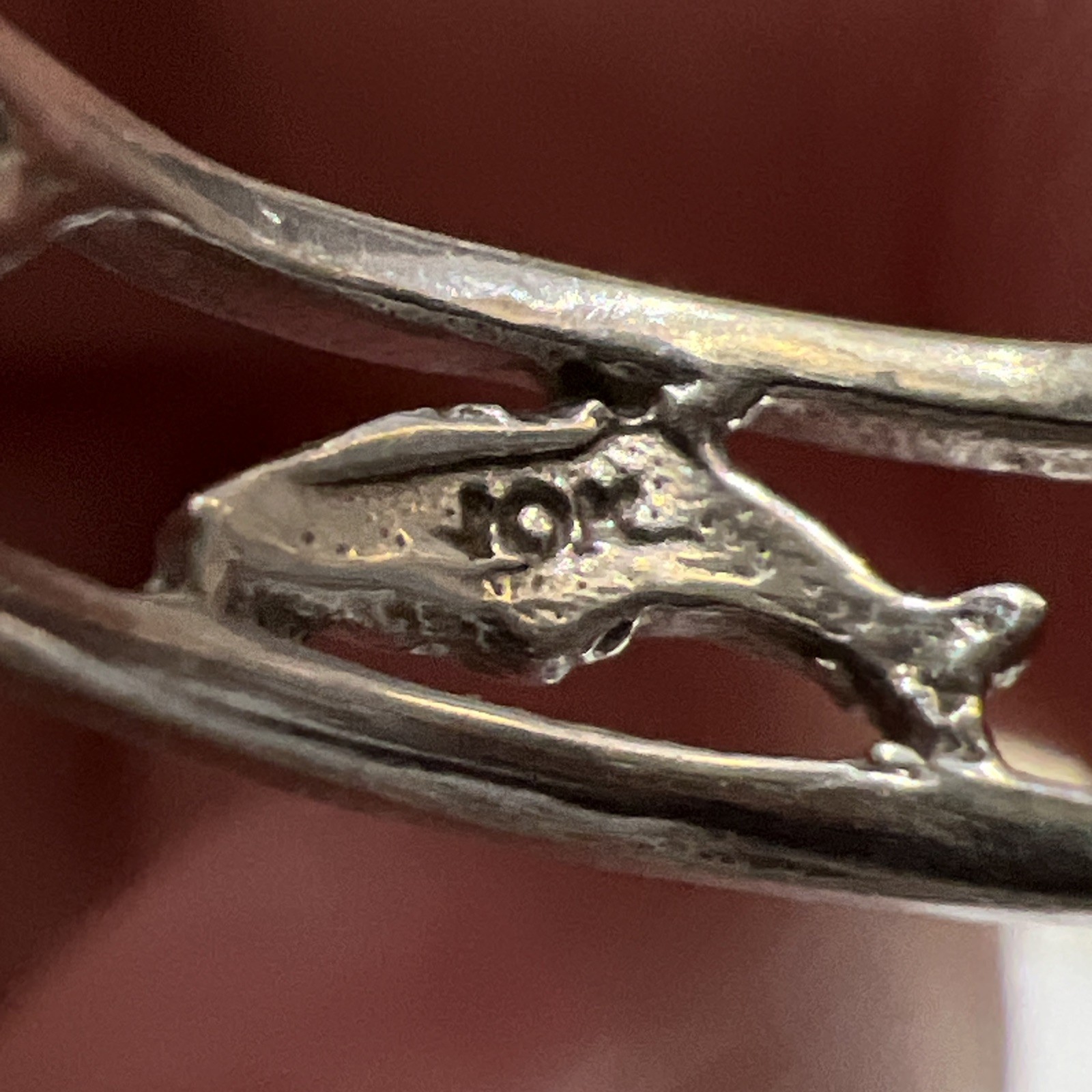 Vintage CW 10k White Gold Dolphin Toe Midi Pinky Child Ring Band Adjustable