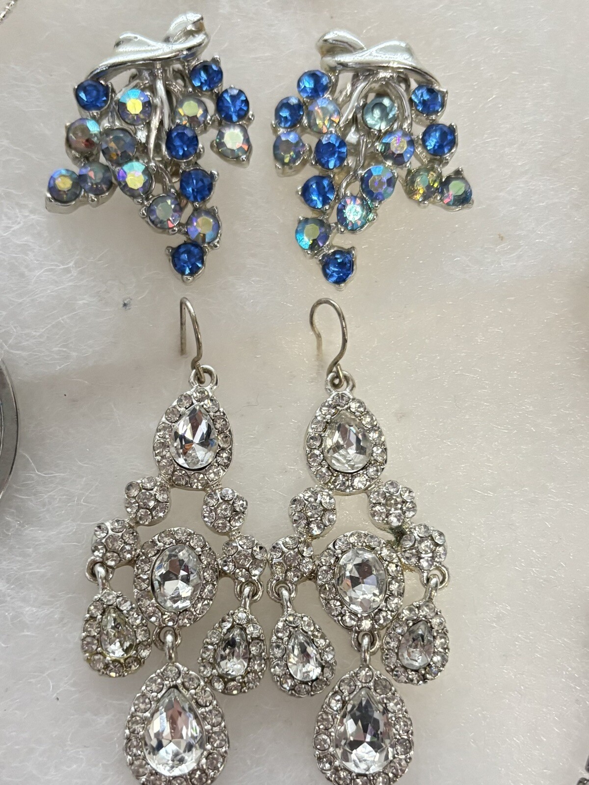Estate Find Lot Of Silver Tone Earrings Drop-Dangle X 12 Pr
