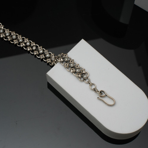 925 Antique Silver chain Bracelet with Pearl BLSS/22