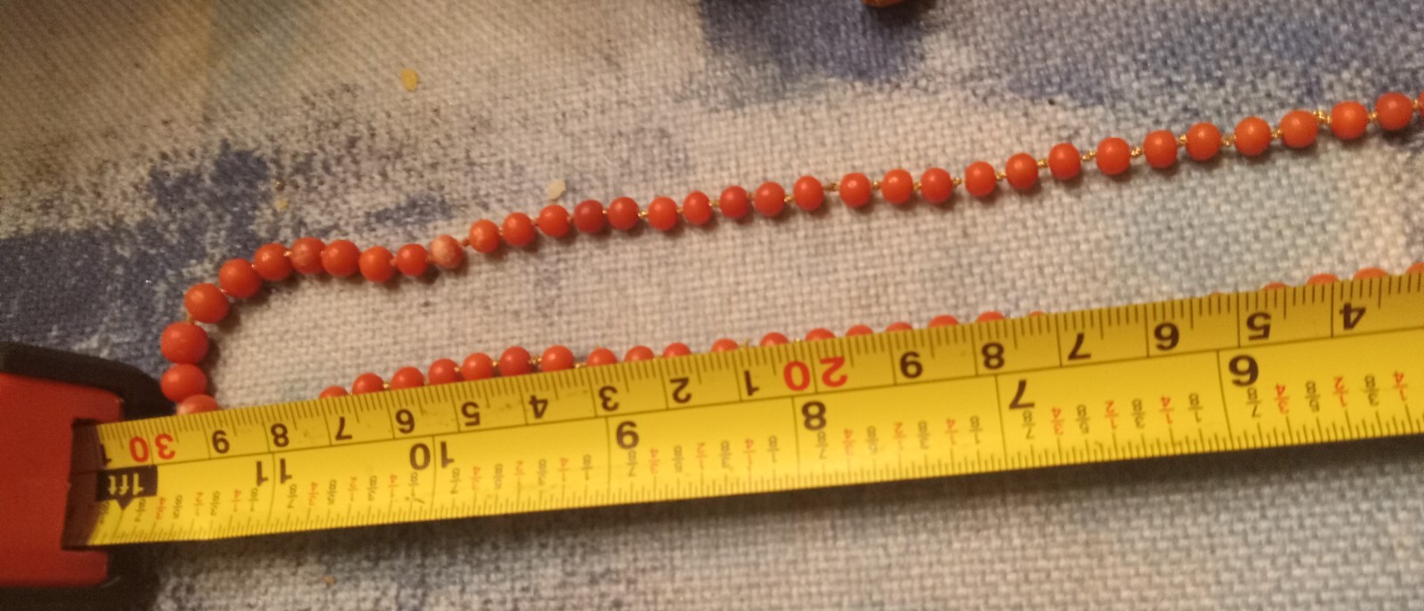 Vtg Mediteranium Coral Unpolished Graduating Beads 10k Clasp Gold Threated 17in