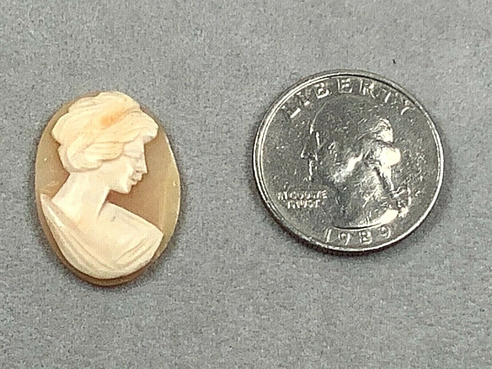 PROJECT PIECE Hand-Carved Right Facing Shell Cameo, No Bezel/Shell Only, 1” Tall