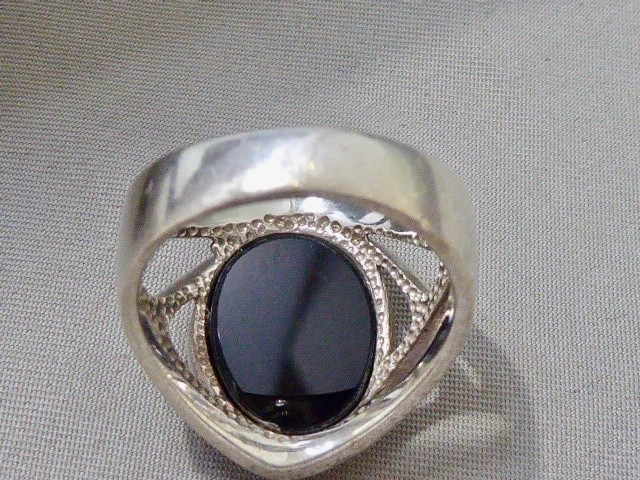 VINTAGE STERLING SILVER SIGNED WK STERLING BLACK. OPAL MOSAIC RING SIZE 7 RING