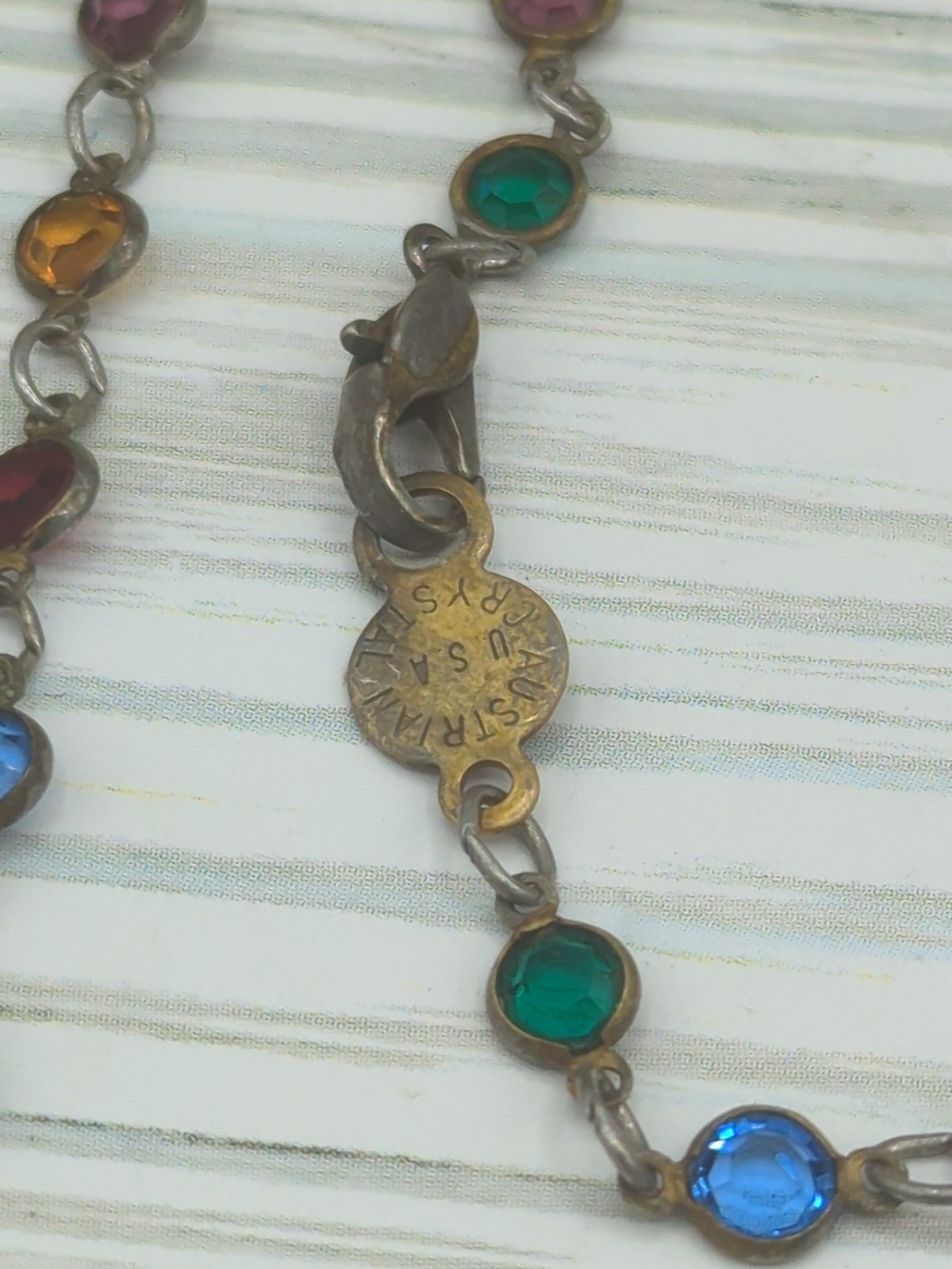 Vintage Austrian Crystal Multi Color Necklace 19″