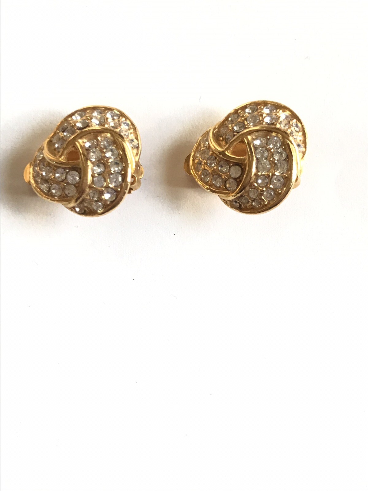 SPARKLY VINTAGE GAY BOYER RHINESTONE GOLDTONE CLIP EARRINGS