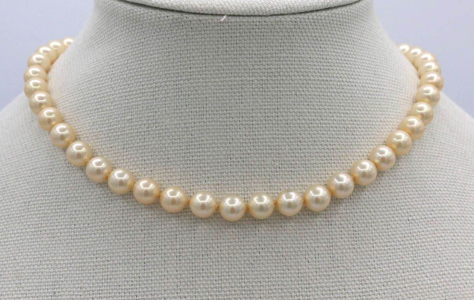 Vintage 14k White Gold Clasp Faux Pearl Knotted Necklace 15”