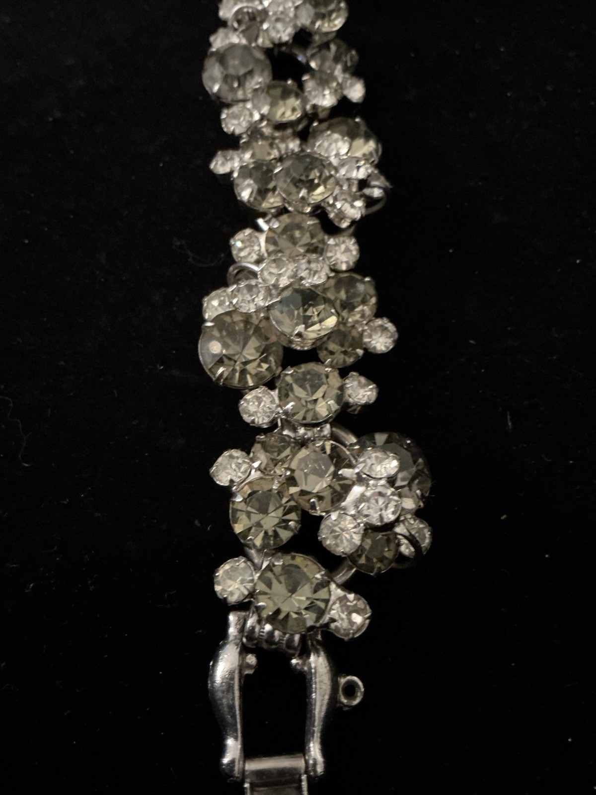 Vintage D&E Juliana Smokey Gray And Clear Chunky Rhinestone 5-link Bracelet