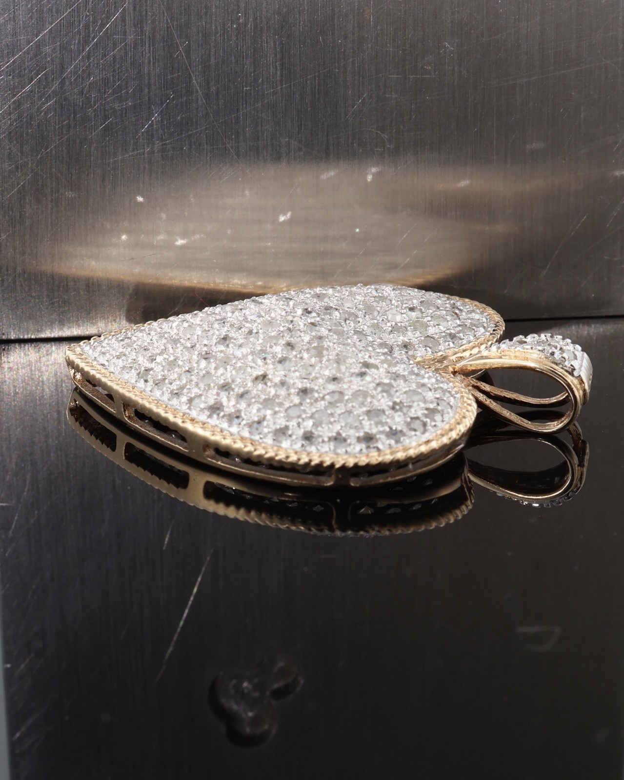 Superb 14ct Gold 2.00ct Pave Set Diamond Puff Heart Pendant Val $7050