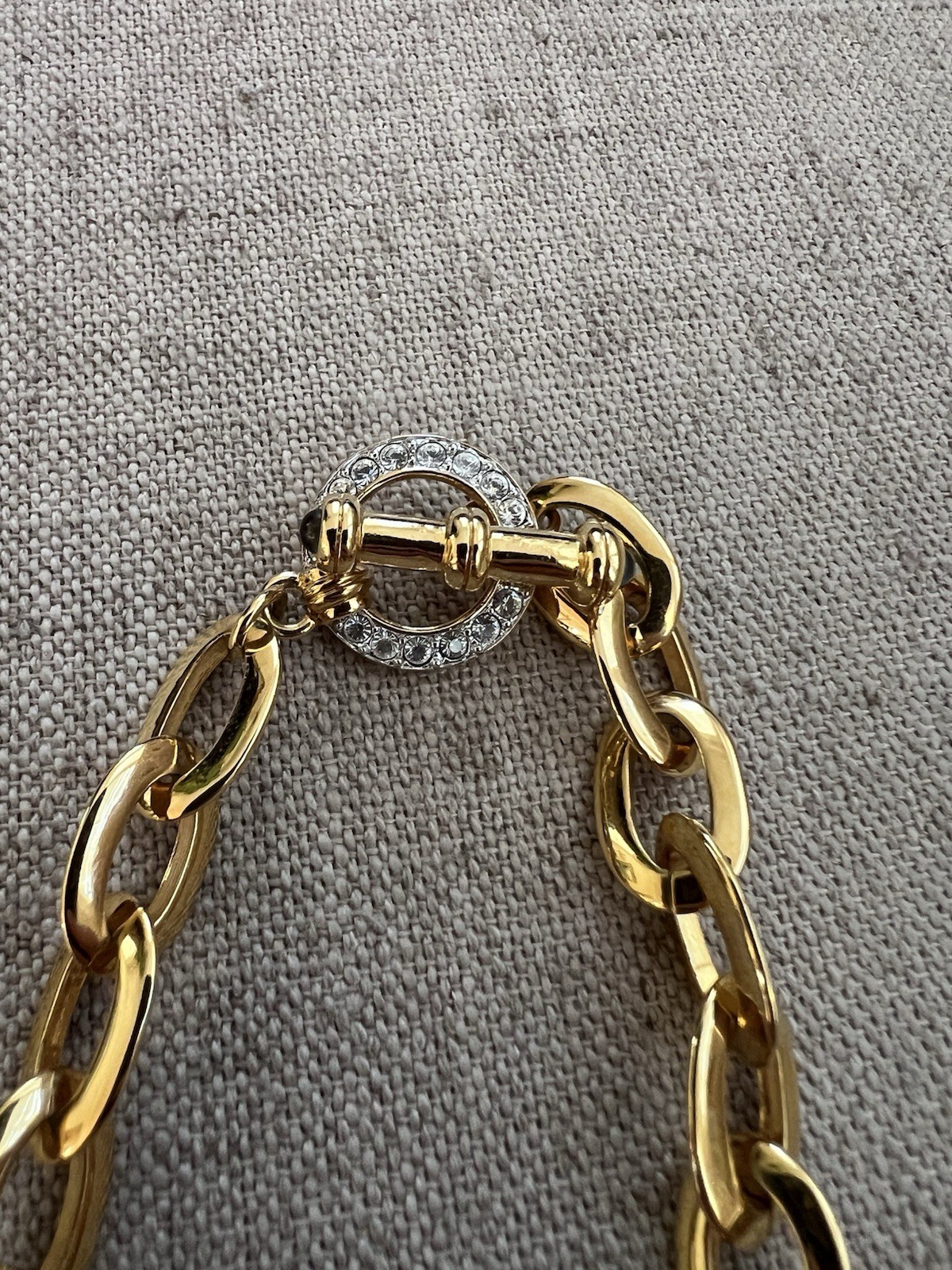 Nolan Miller Glamour Collection Gold And Rhinestone Toggle Clasp Necklace 19”