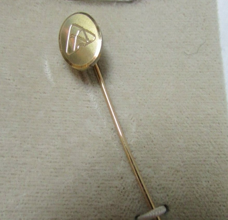 Vintage Krementz Stick Pin, Huntington Alloys Logo, 14Kt Gold Overlay