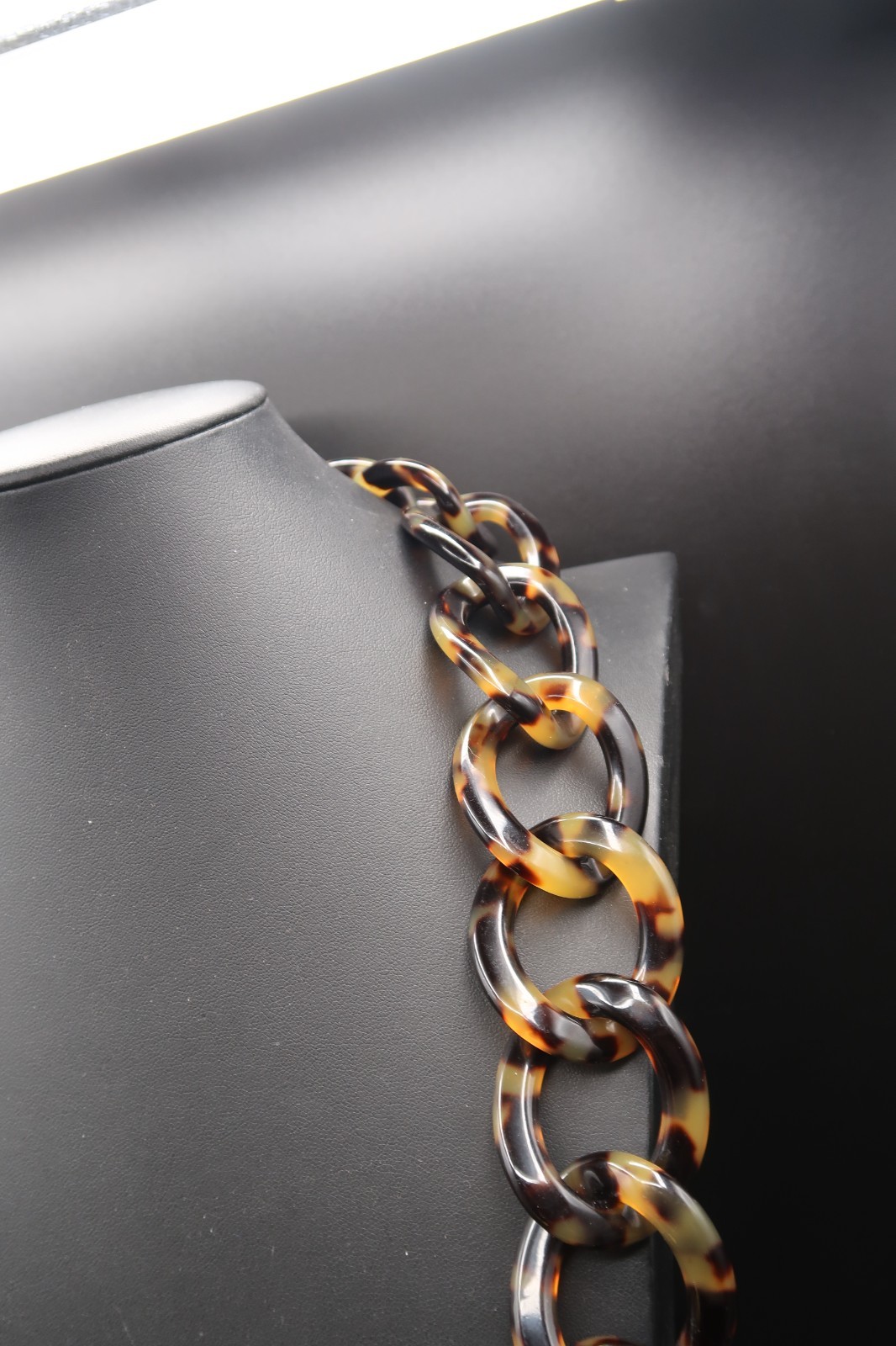 Vtg Chunky Tortoise Shell Large Link Necklace Acrylic Celluloid Bakelite