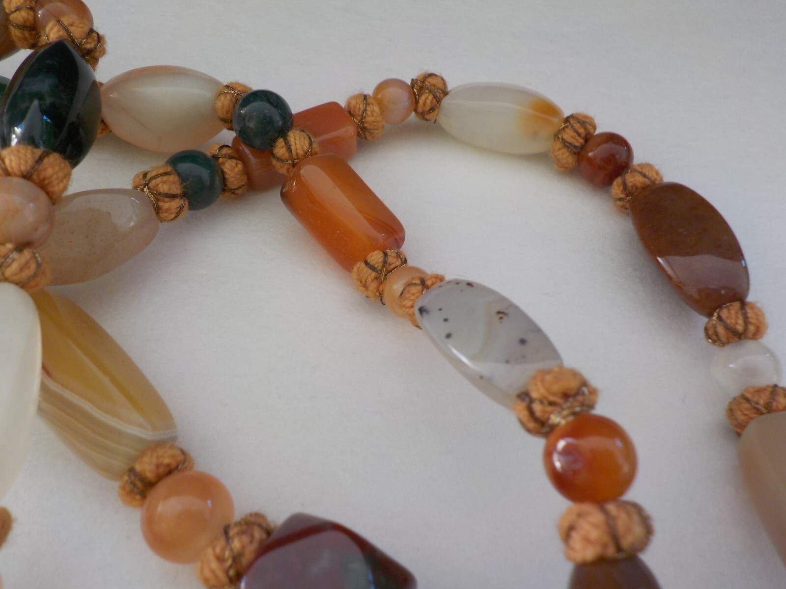 Vintage Strand Necklace Polished Mixed Stones Shapes Semi Precious Agate Quartz