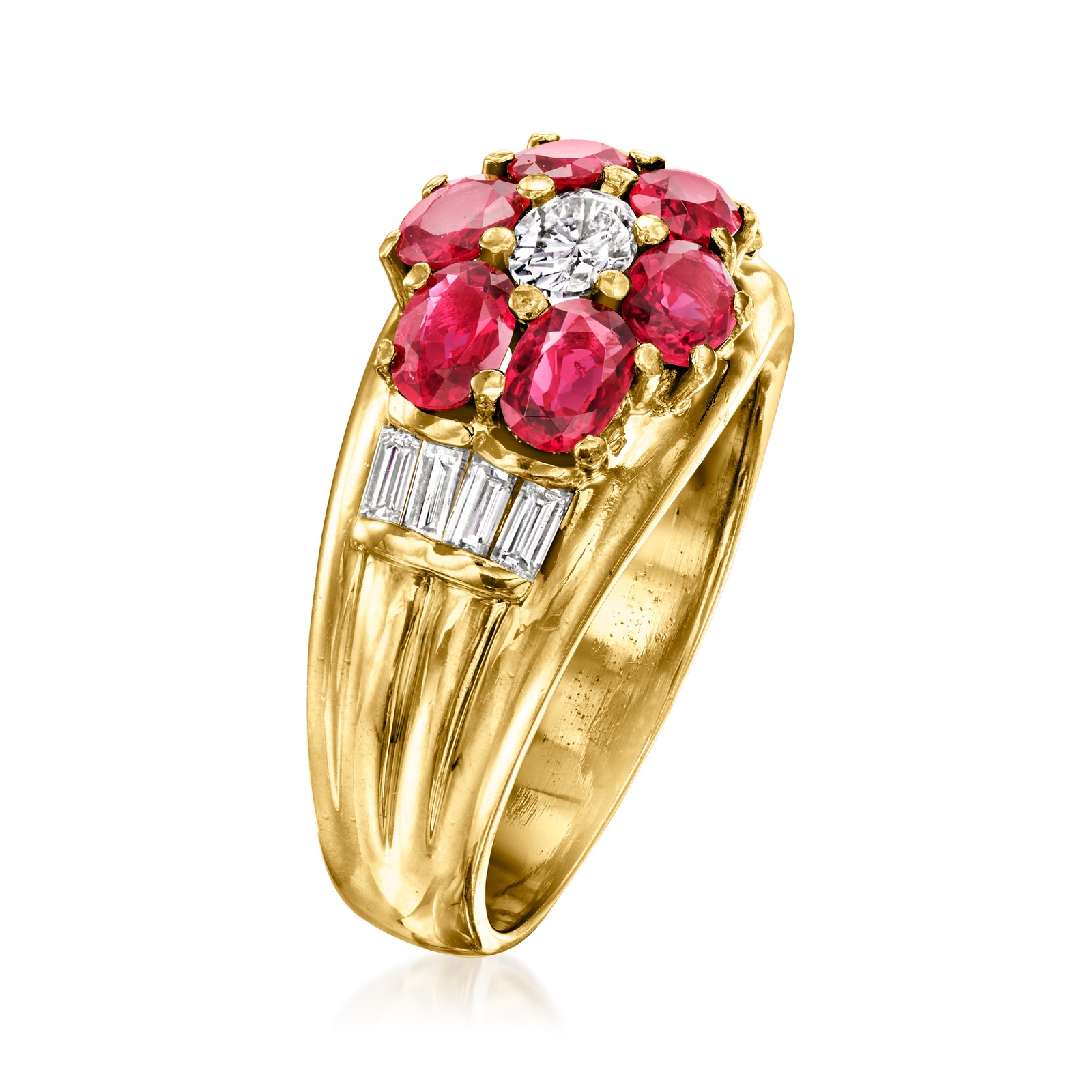 Vint Ruby & Diamond Rng in 18k Gold Size 6.5
