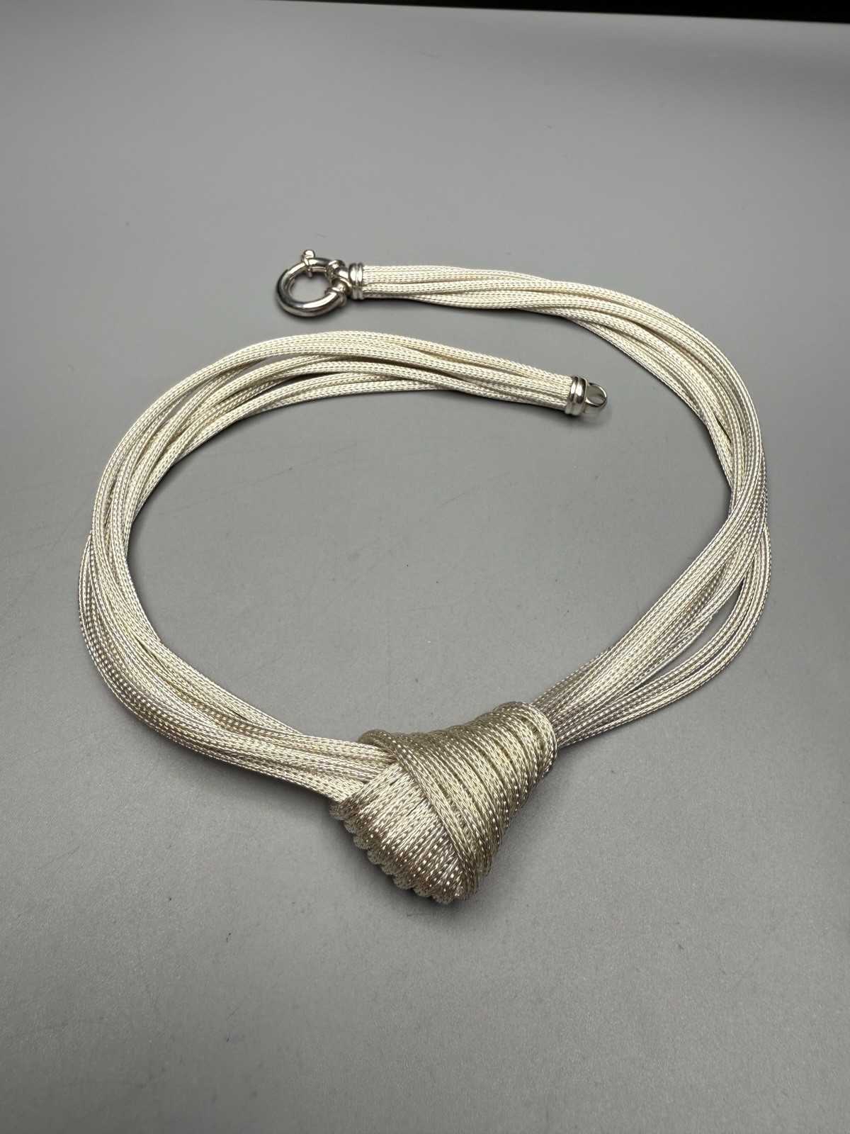 925 Sterling Silver Necklace Woven Knot Eight Strand Wheat Chain 16” 50g Choker