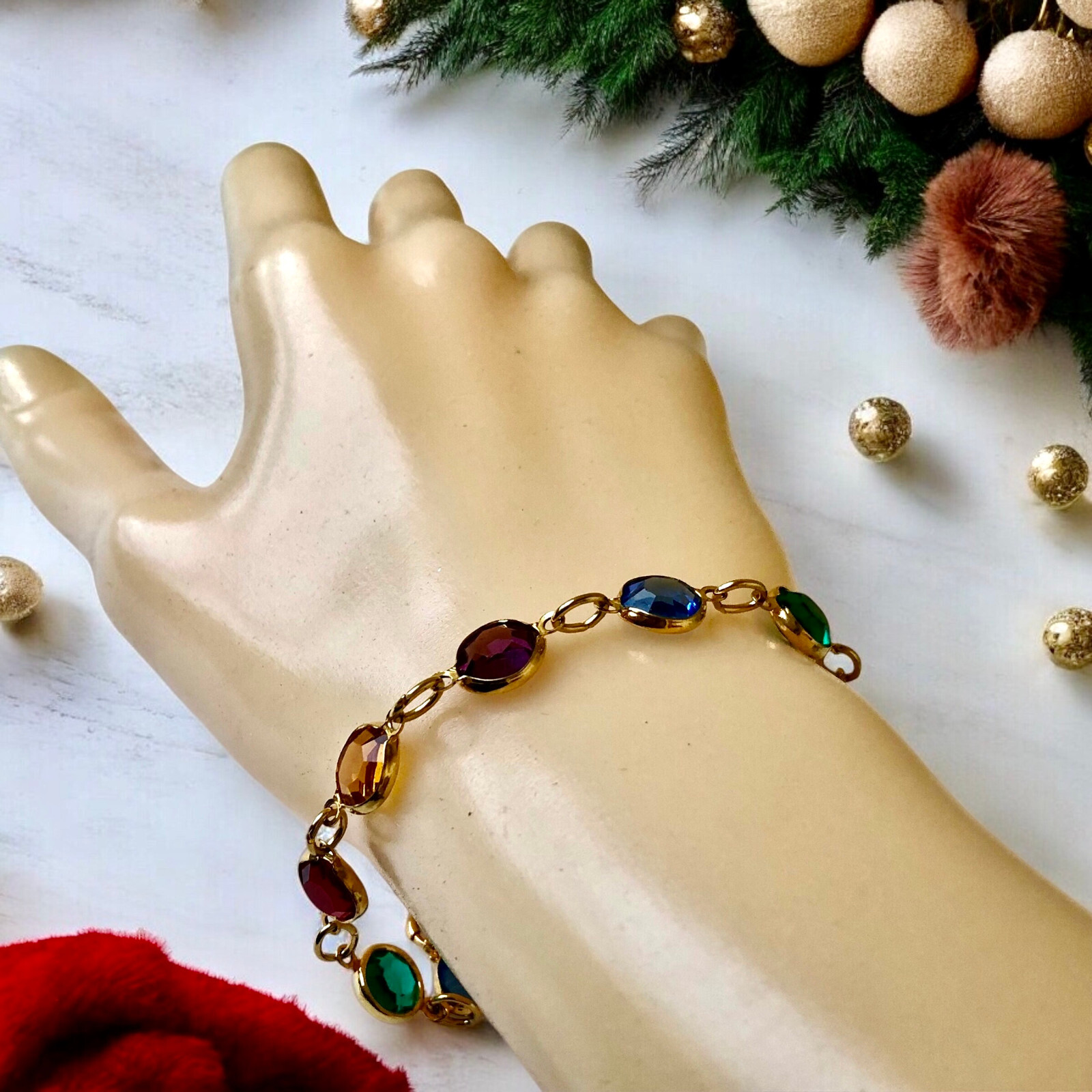 Vintage Genuine Austrian Crystal Bracelet Multi-Colored Made in USA