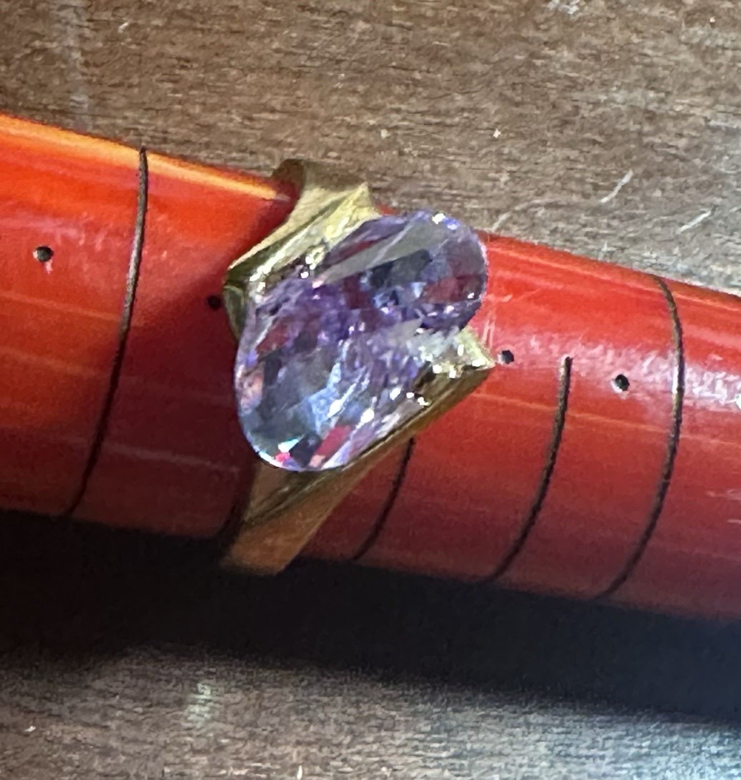 Vintage STERLING SILVER Gold Pl. Laser-cut Purple CZ Ladies Cocktail Ring Sz 8.5