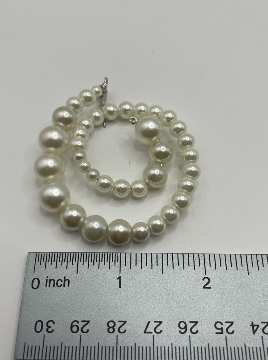 Vintage Large Chunky Faux Pearl Earrings. Graduated Spiral. FUN!