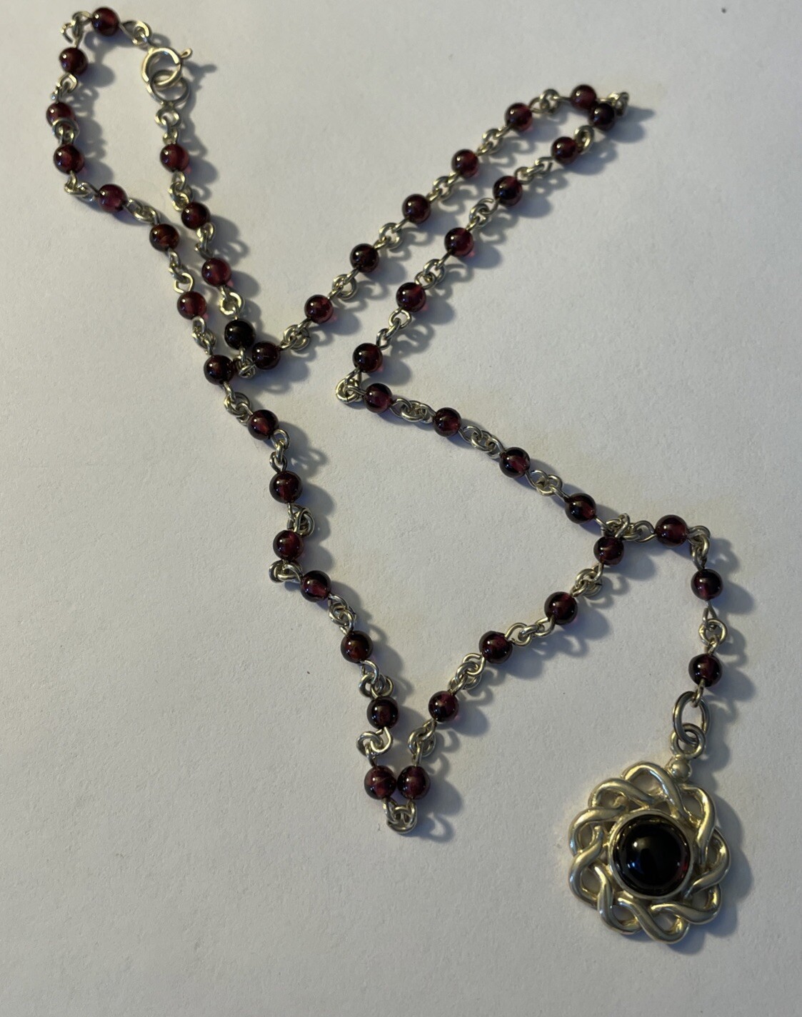 Signed BOCCO Solid 925 Sterling Silver 16″ Rosary Amethyst Bead Chain Necklace