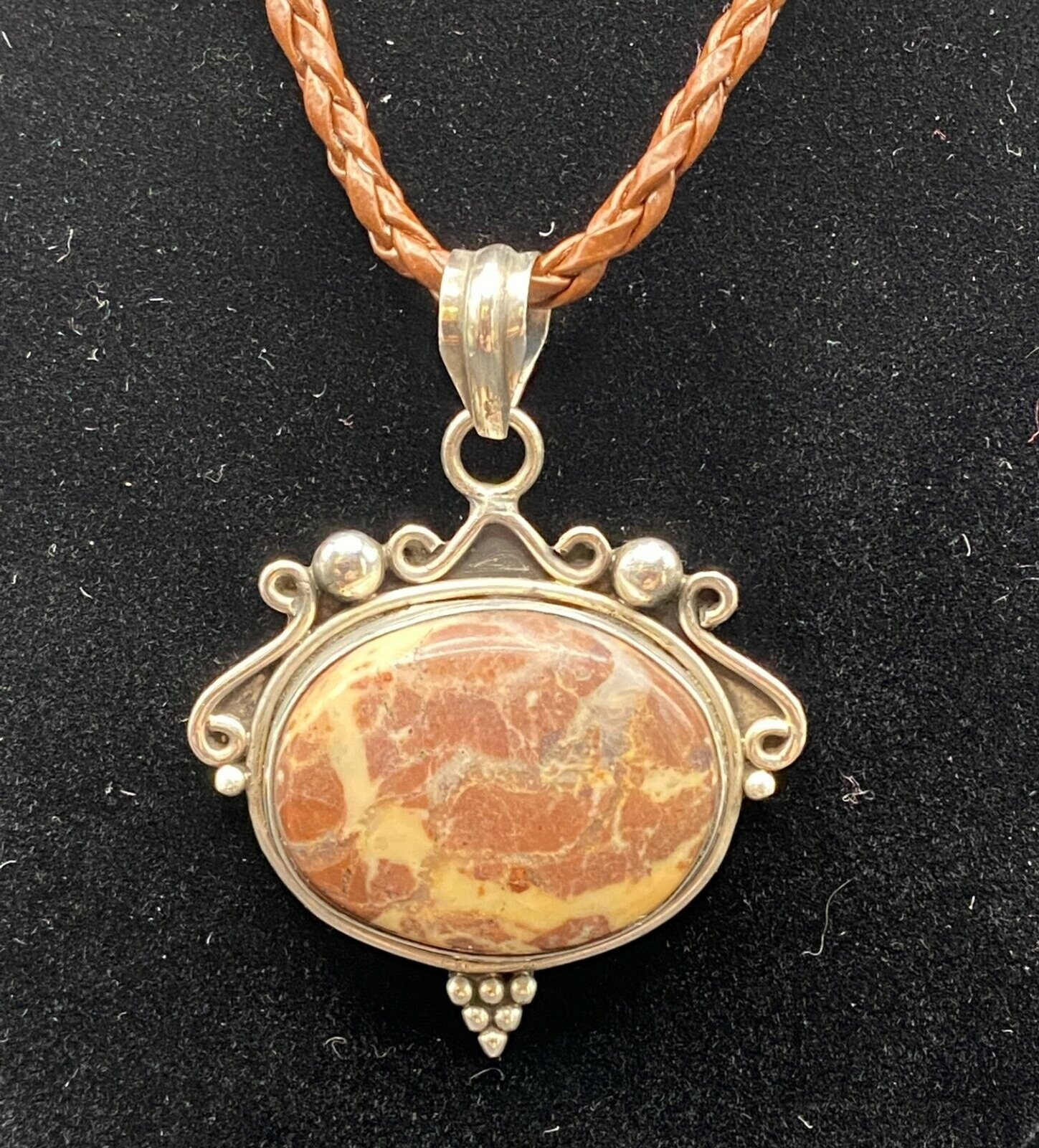 Brown Agate Sterling Silver Pendant Necklace