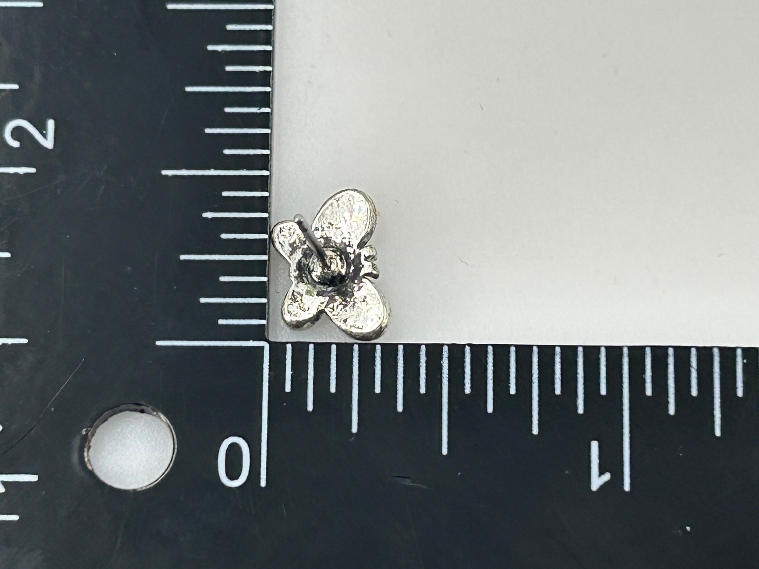 Butterfly Stud Earrings Silver Tone Metal 1.5cm x 1cm Rhinestone Accents