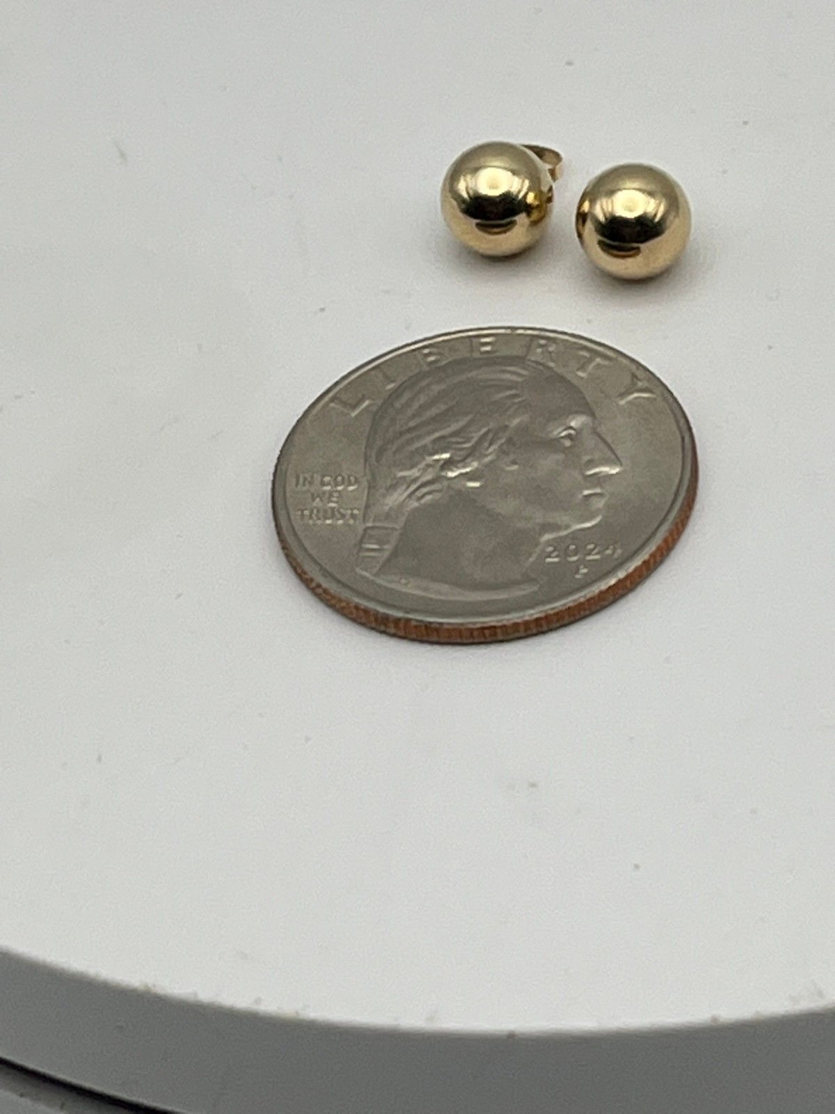 Vintge 14K Solid Yellow Gold 6.8mm Gold Ball Dangle Enhancer Drop Charms Jackets