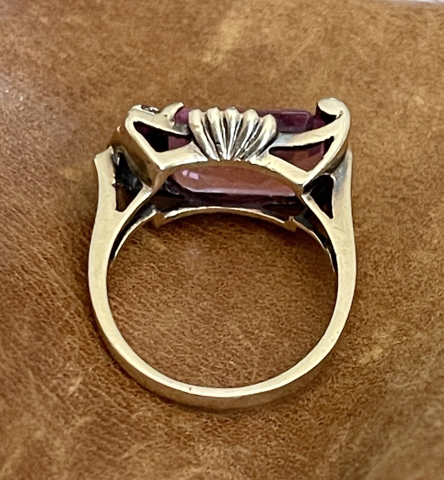 Vintage Retro 40’s-50’s 10K Yellow Gold Topaz, Ruby Stone Cocktail Ring Size 6.5