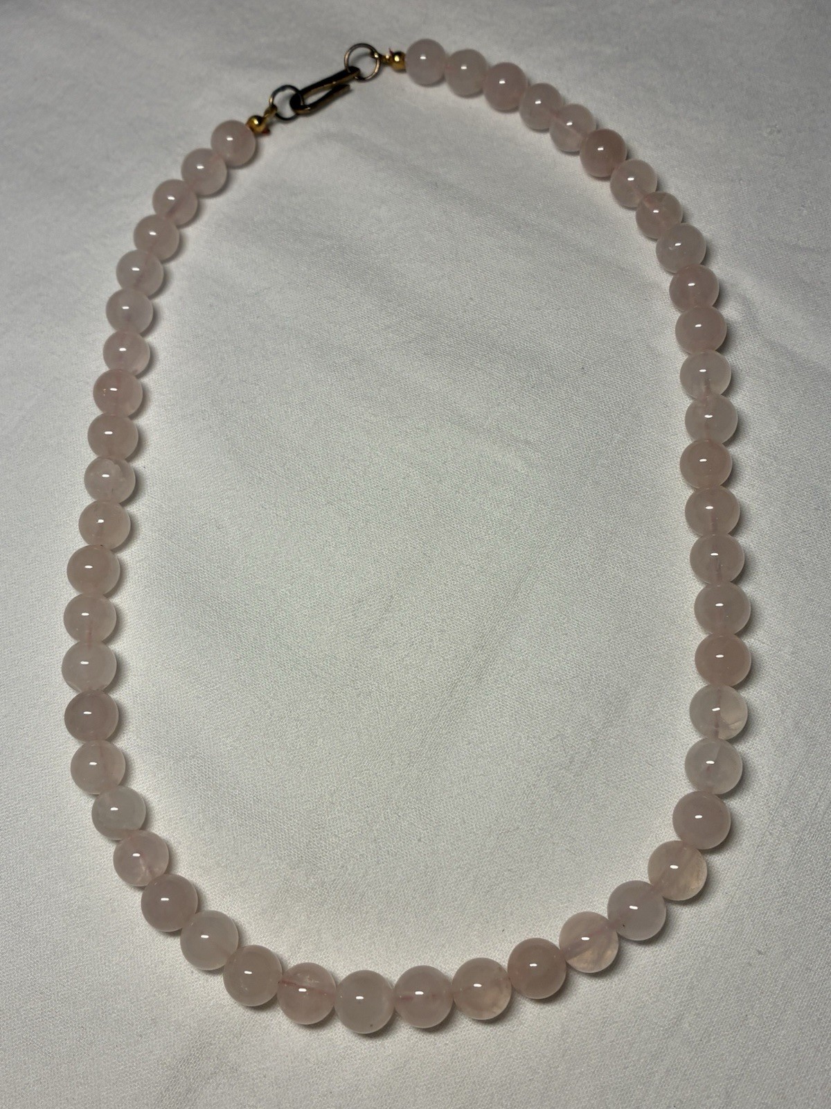 VTG Rose Quartz Bead Necklace Hand Knotted Genuine Pink Gemstone Choker S Clasp