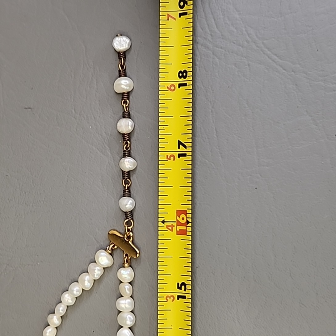 Vintage Freshwater Pearl Necklace White Double Layered Nine West 18″