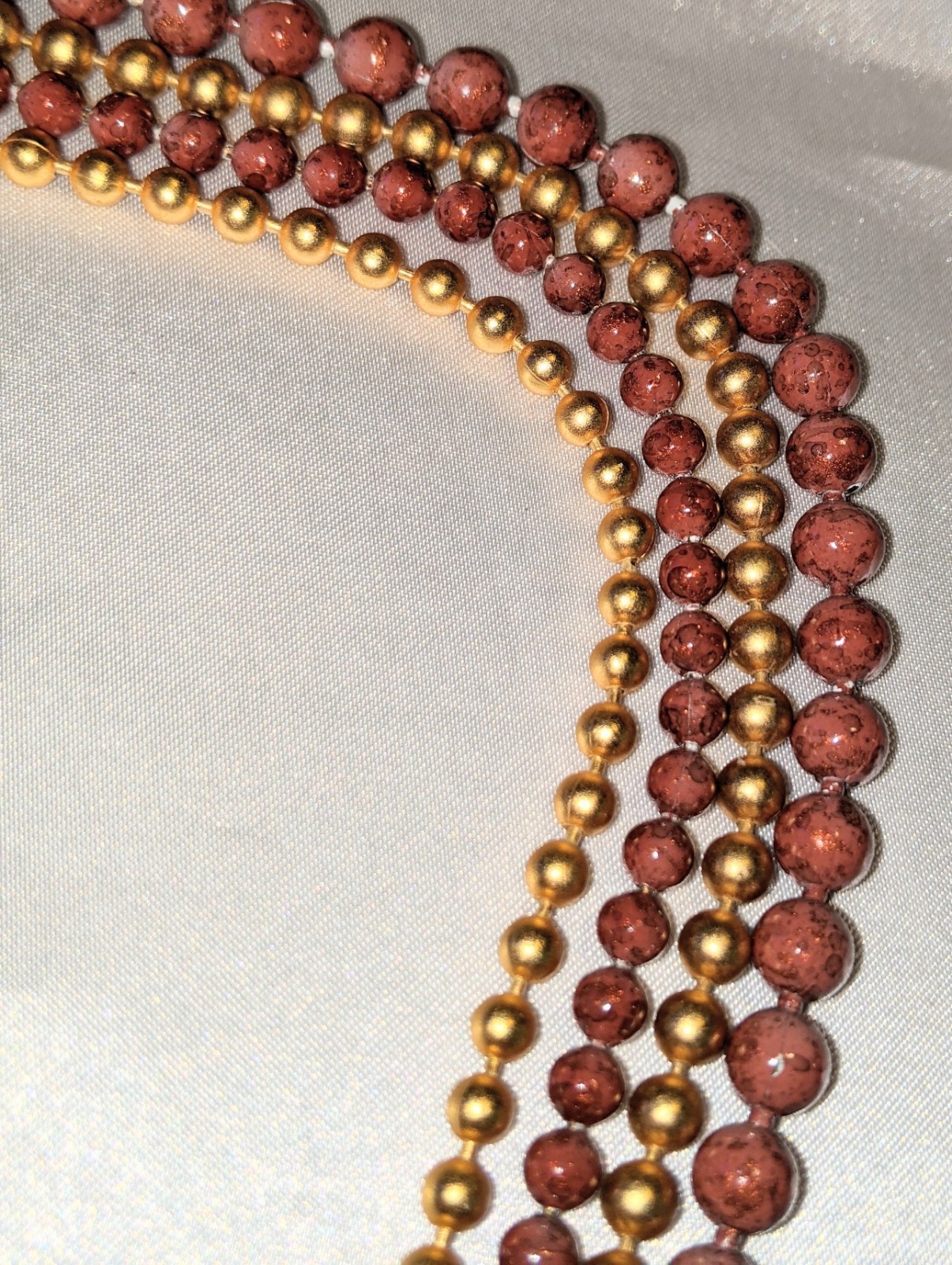 Vintage GEORGIOU Layered Beaded 4-Strand Necklace 27″ Dark Mauve-Beige w/ Gold