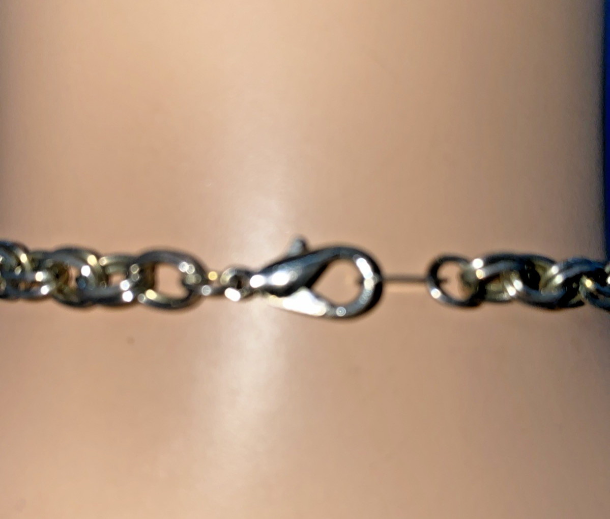 Oriental Charm Choker 20” Necklace Silver-Tone Chain Faux Coins Beads VTG