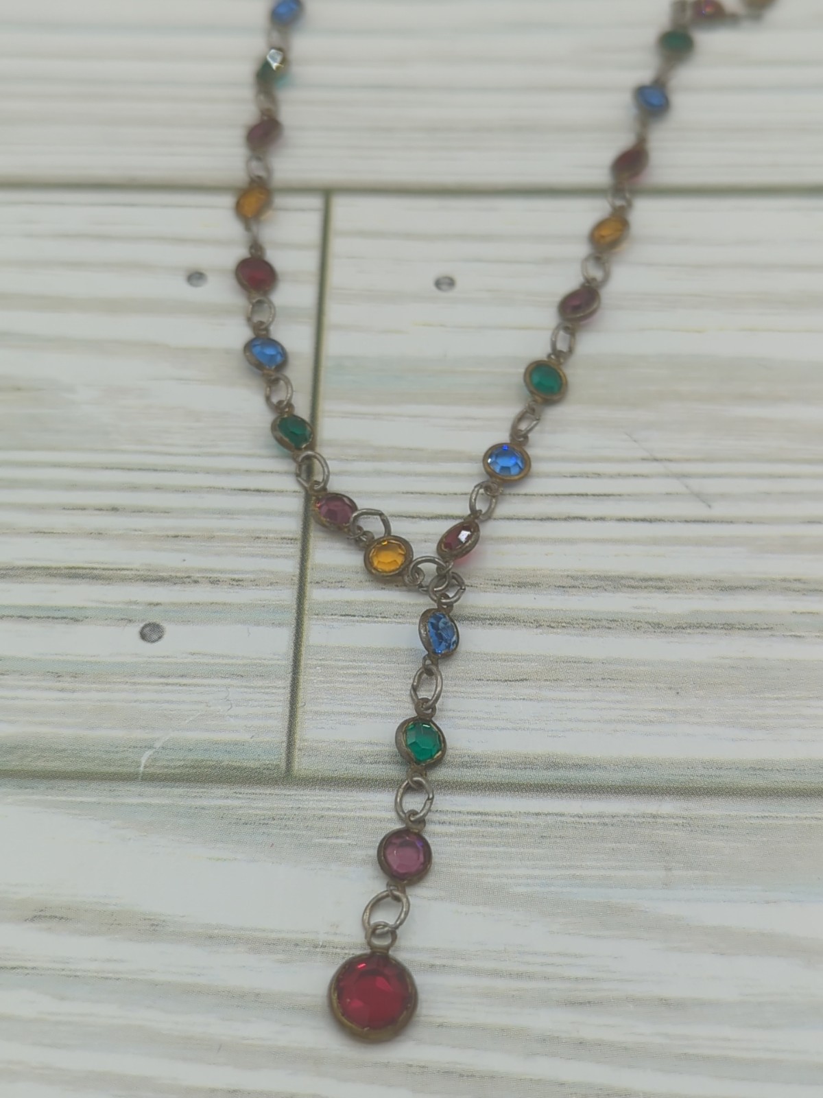 Vintage Austrian Crystal Multi Color Necklace 19″