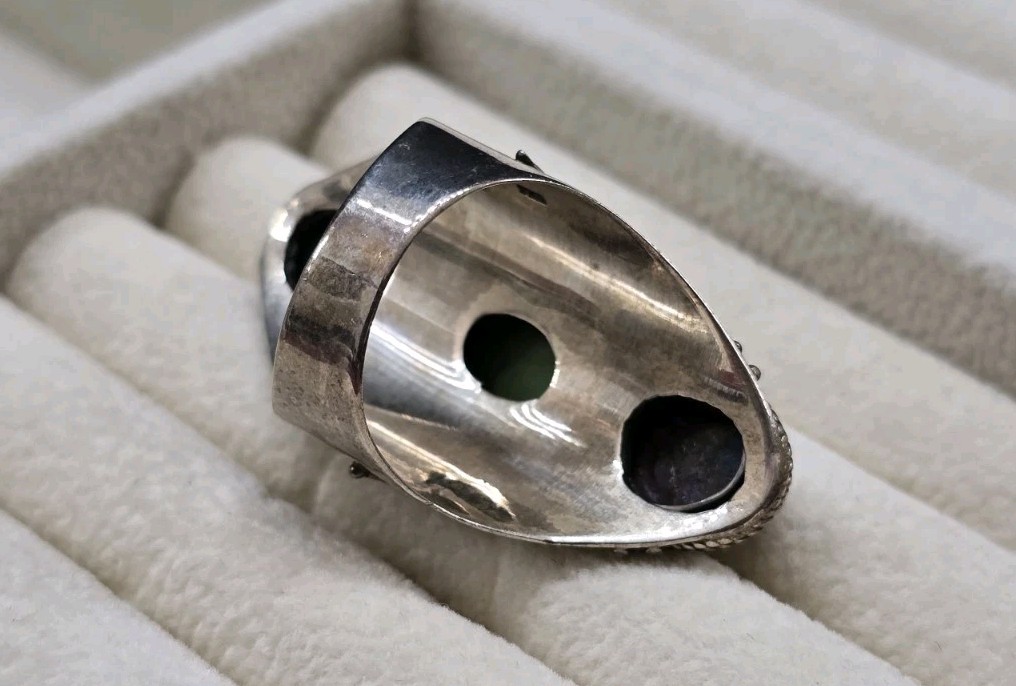 Vtg Blue, Purple & Green Copper Turquoise 925 Sterling Silver Handmade Ring Sz 6