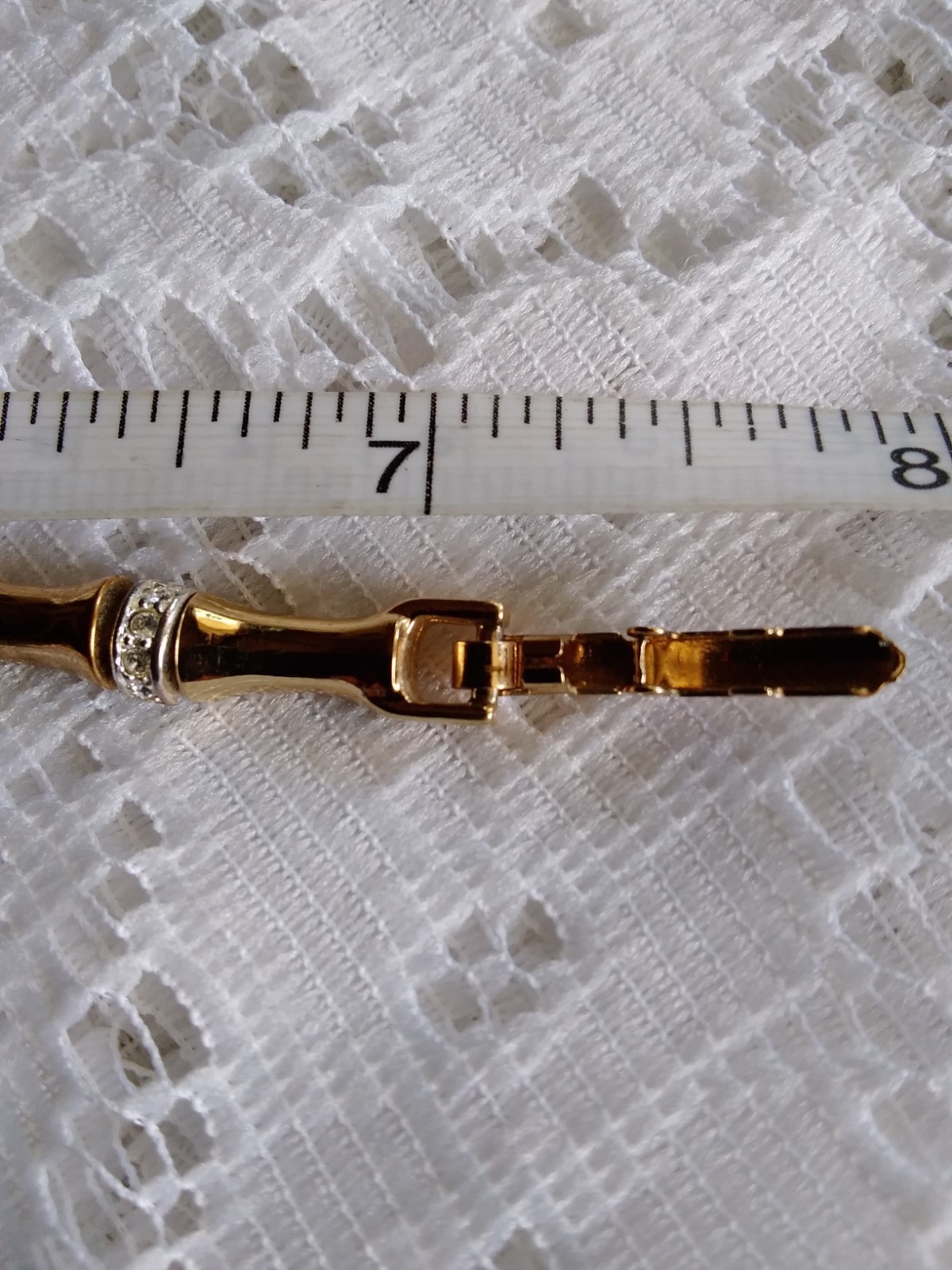 Vintage Napier Yellow Goldtone Plated Bamboo Style/Crystal Fashion 7″ Bracelet