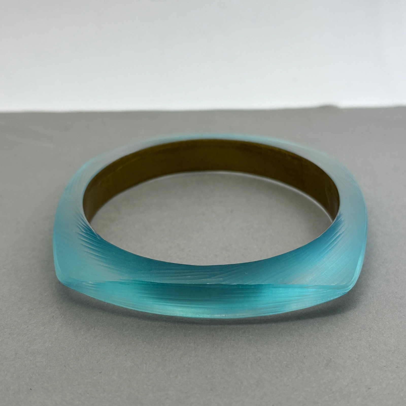 Alexis Bittar Bangle Bracelet Lucite Aqua Light Blue Translucent Vintage