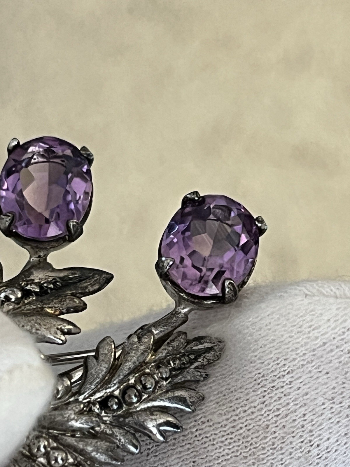 Vintage Binder Bros Sterling Silver Amethyst Floral Bouquet Pin Brooch Signed BB