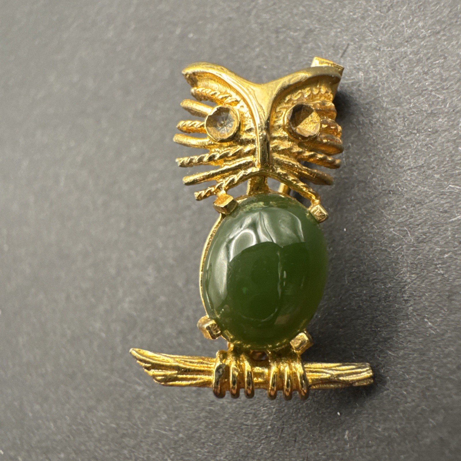 Vintage AC Jelly Belly .75” Sterling Silver Owl Pin Brooch Gold Plate