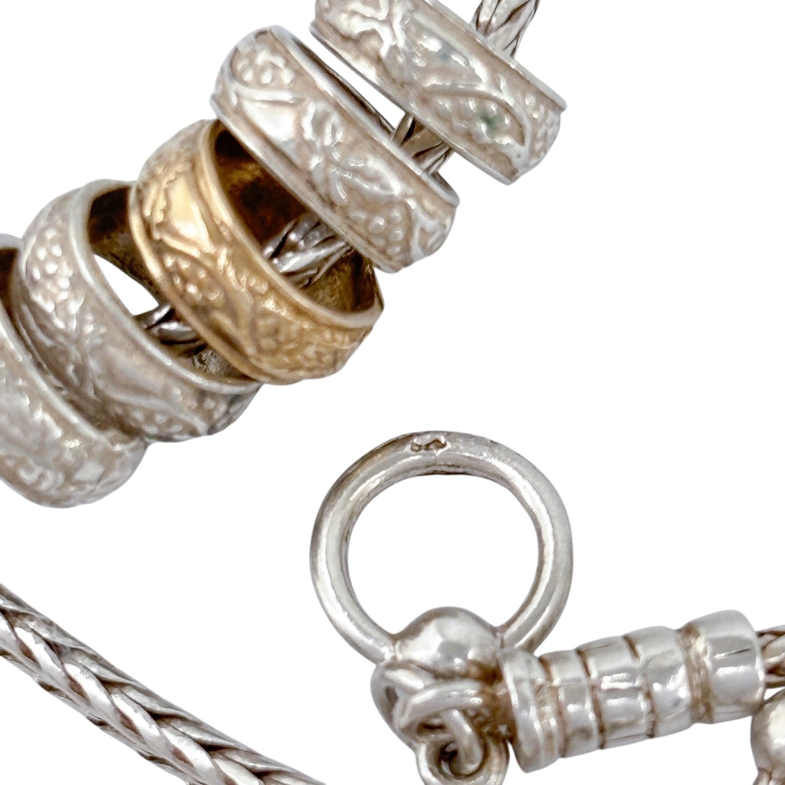 Vintage Sterling Silver 925 Wheat Chain Rings Necklace 15.5”