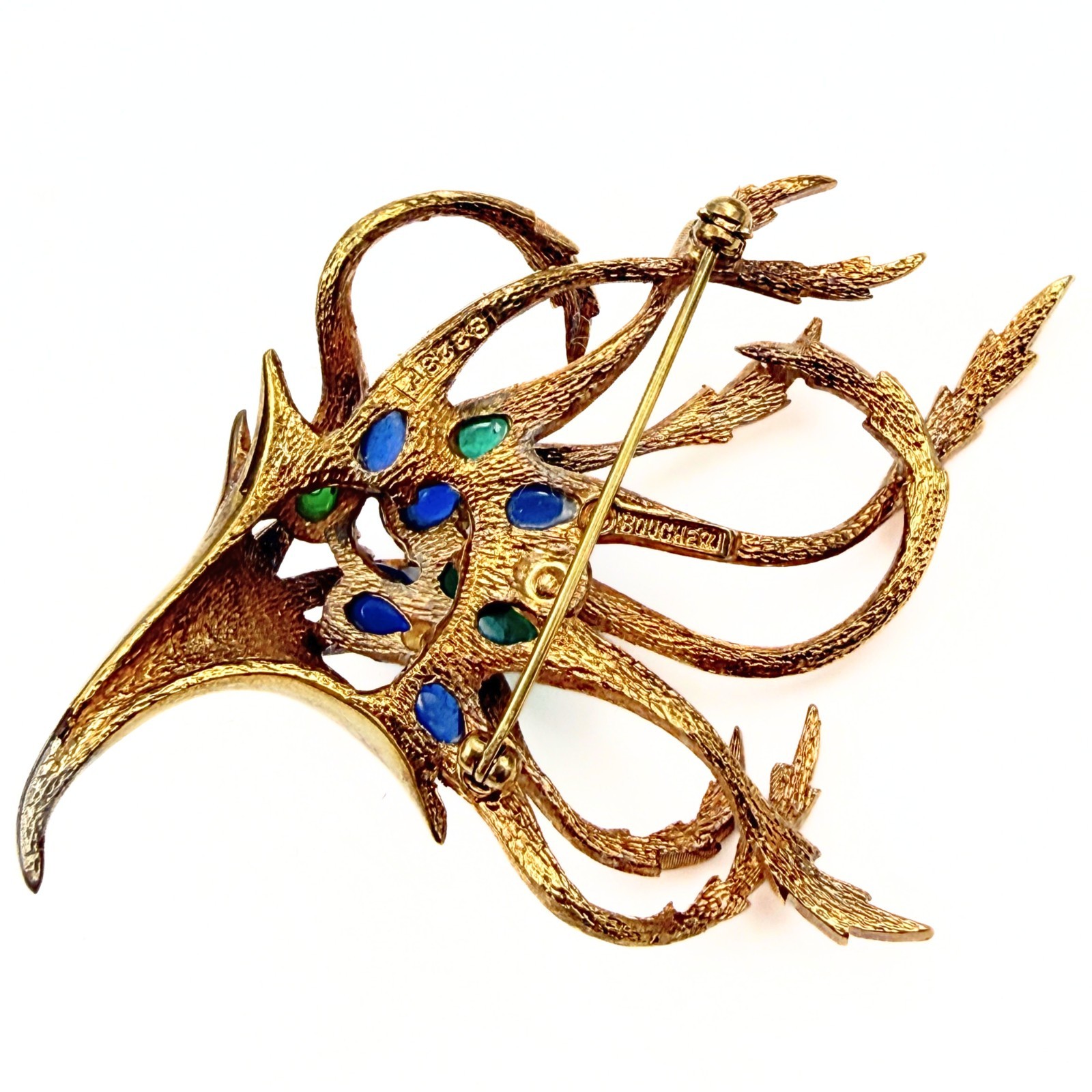 Rare Marcel Boucher Limited Edition Gripoix Cabochon Pave Rhinestone Brooch Pin