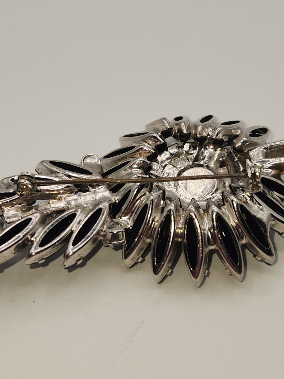 Vintage Delizza And Elster Juliana Sunburst Brooch Jet, Gray And AB Rhinestones