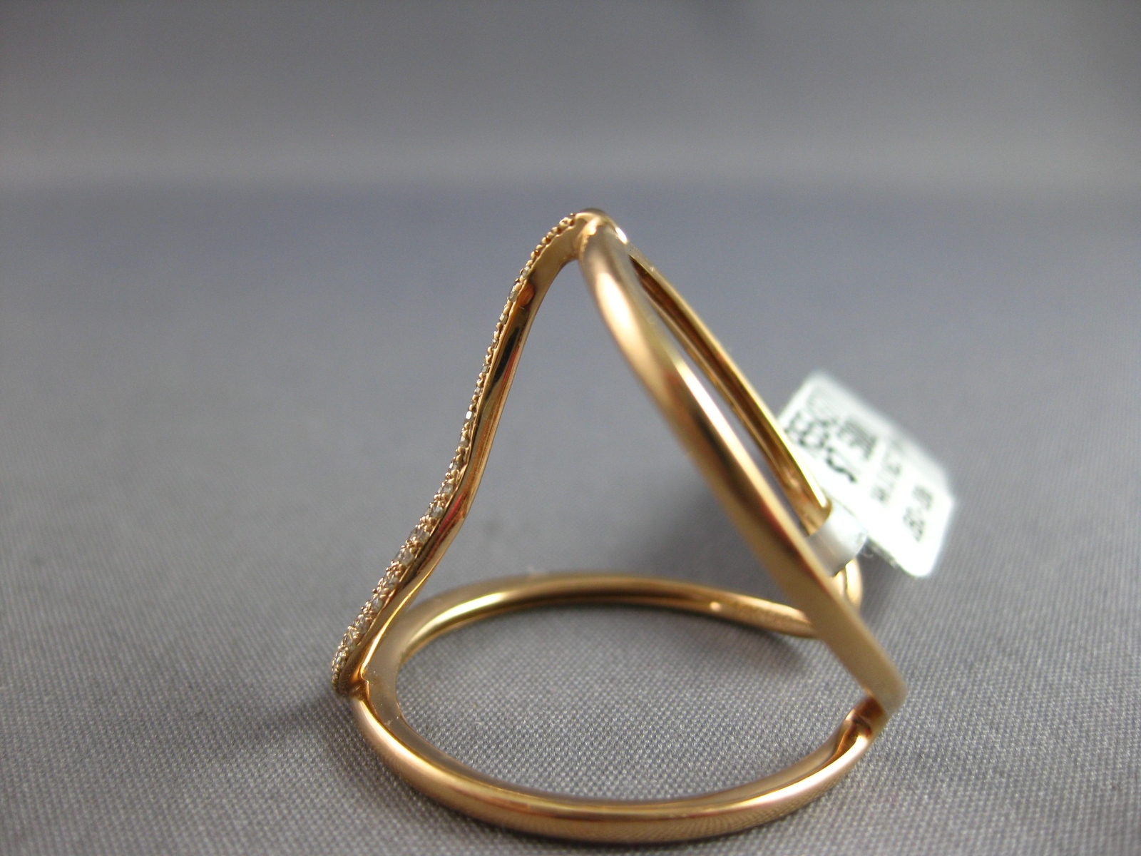 ESTATE LARGE .16CT DIAMOND 14KT ROSE GOLD 3D CLASSIC WAVE TENSION FUN RING