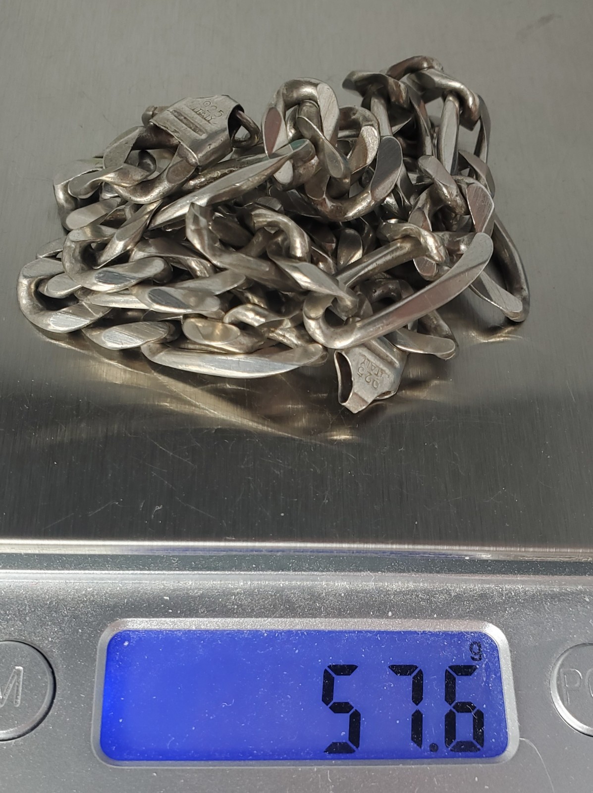 Vintage Sterling Silver Heavy ITALY Cuban Figaro Chain Necklace Lot 21.25″