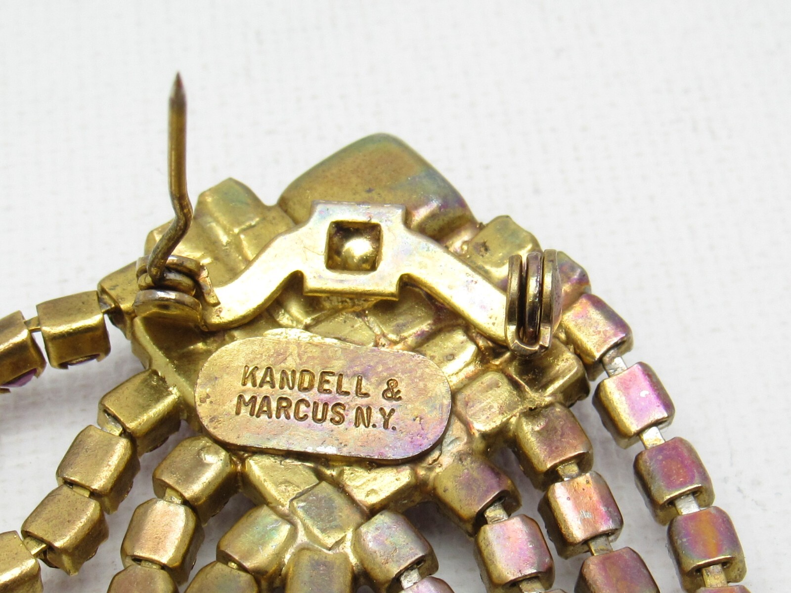 Kendall & Marcus NY Fuchsia Pink Red Crystal Rhinestone Waterfall Brooch Vintage