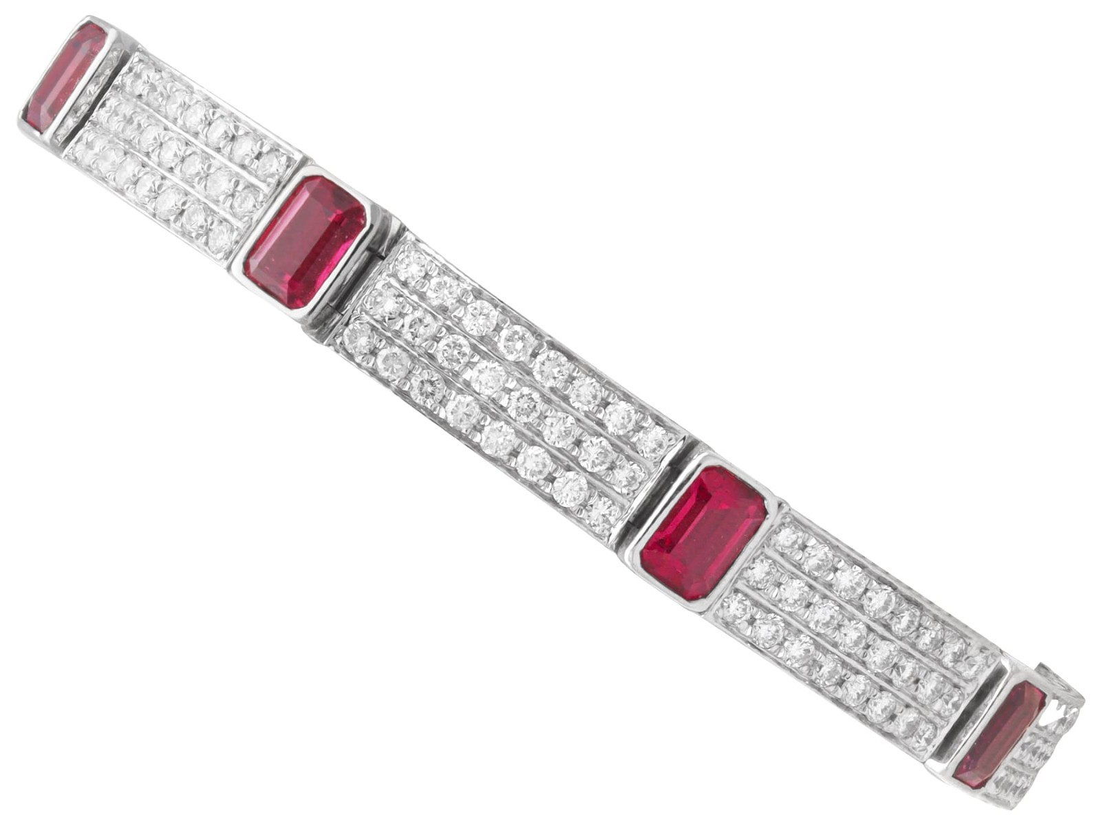 7.80Ct Pink Tourmaline and 6.72Ct Diamond 18k White Gold Bracelet Circa 1990