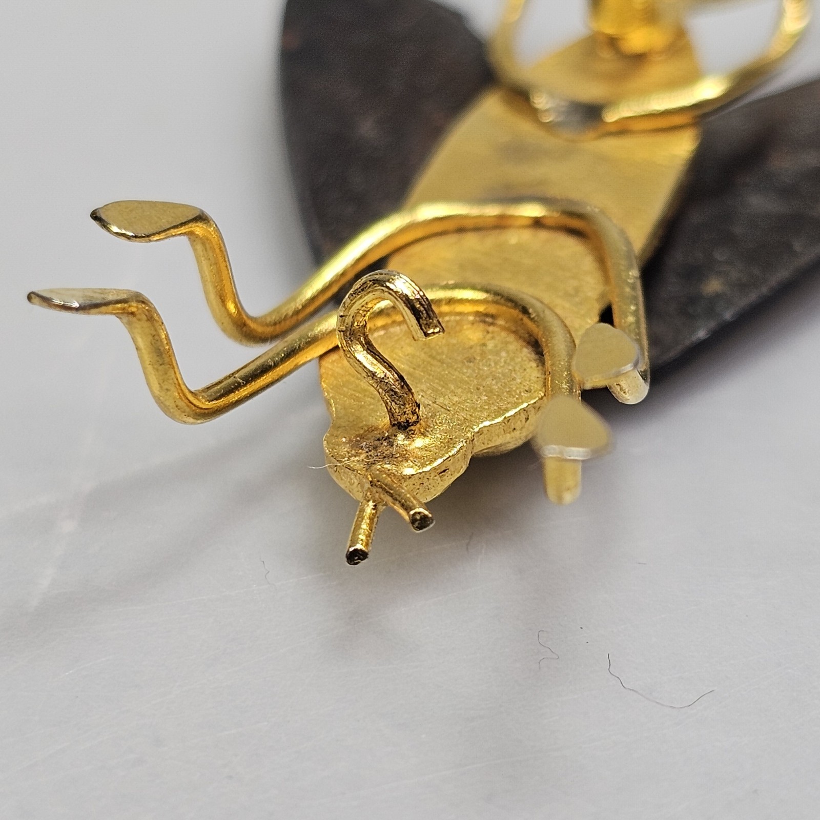 Vintage Damascene Fly Brooch Insect Bug Toledo Spain Gold Leaf