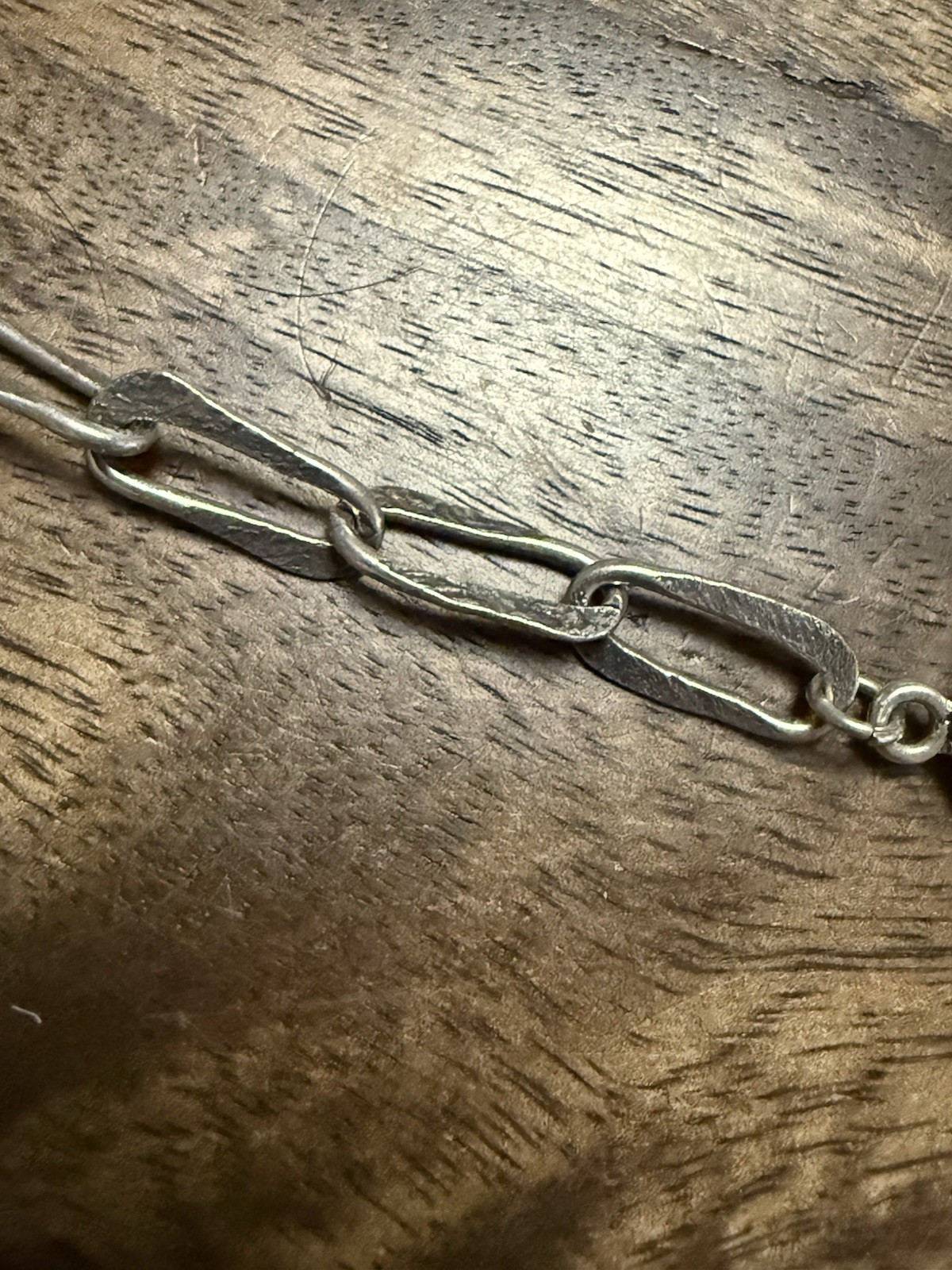 Vintage Silver Rosary Necklace with Long Flat Links and Metal Beads, Reversible