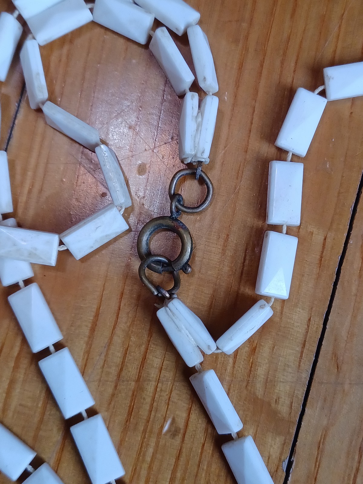 Stack of 3 Vintage 1960s White Brown Gold Bead Boho Hippie “Love Bead” Necklaces